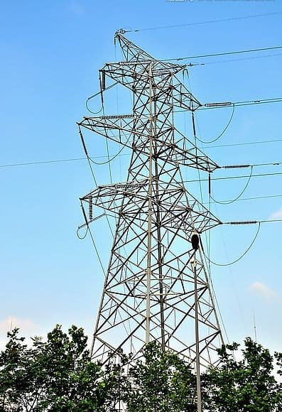 OVERHEAD HIGH VOLTAGE TRANSMISSION TOWER